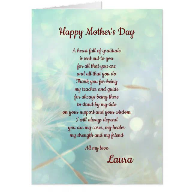 Personalised Mothers Day Card Zazzle