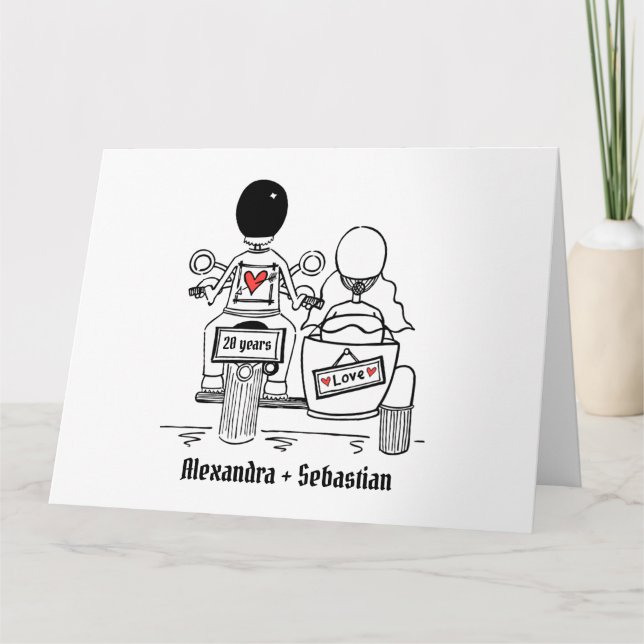 Personalised Motorbike & Sidecar Anniversary Card (Front)