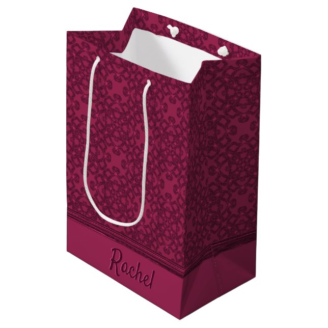 Personalised mulberry pattern medium gift bag (Front Angled)