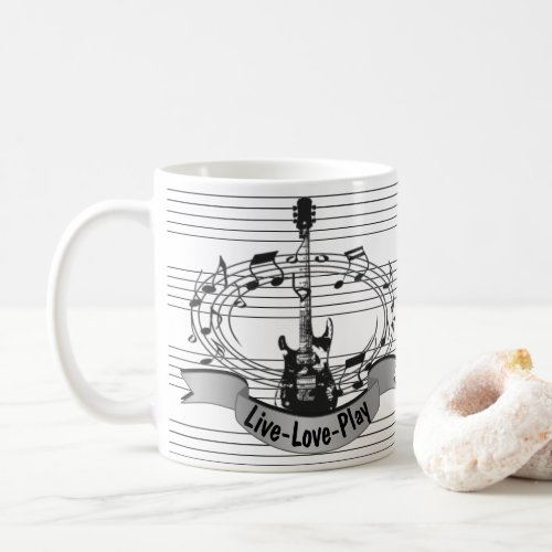 Personalised Music And Guitar Theme Coffee Mug