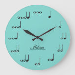 Personalised Music Notes Large Clock at Zazzle