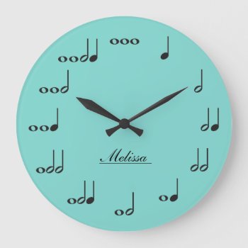 Personalised Music Notes Large Clock by eatlovepray at Zazzle