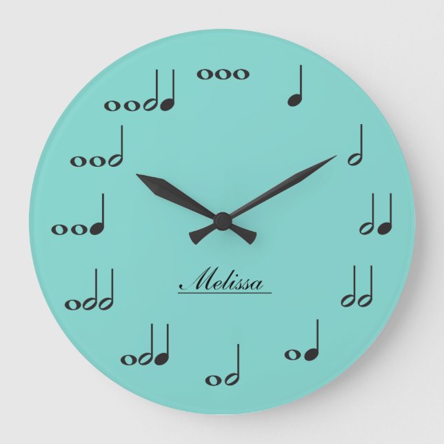 Personalised Music Notes Large Clock (Front)
