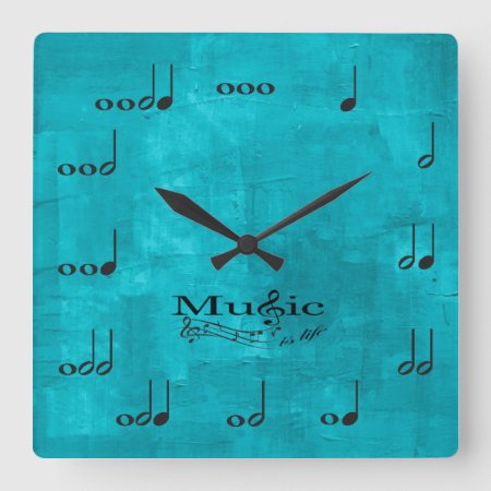 Personalised Music Notes - Music Is Life Square Wall Clock