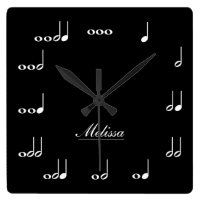 Personalised Music Notes Square Wall Clock