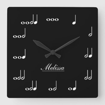 Personalised Music Notes Square Wall Clock by eatlovepray at Zazzle