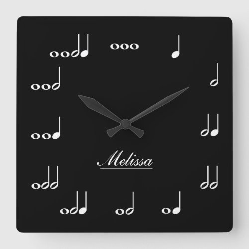 Personalised Music Notes Square Wall Clock