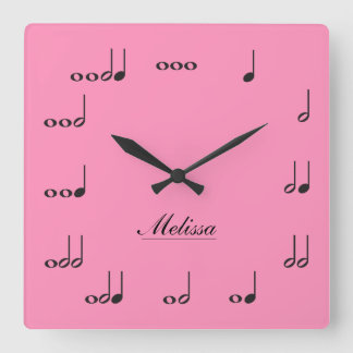 Personalised Music Notes Square Wall Clock