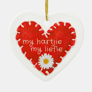 Personalised My Hartjie My Liefie Applique Heart Ceramic Ornament