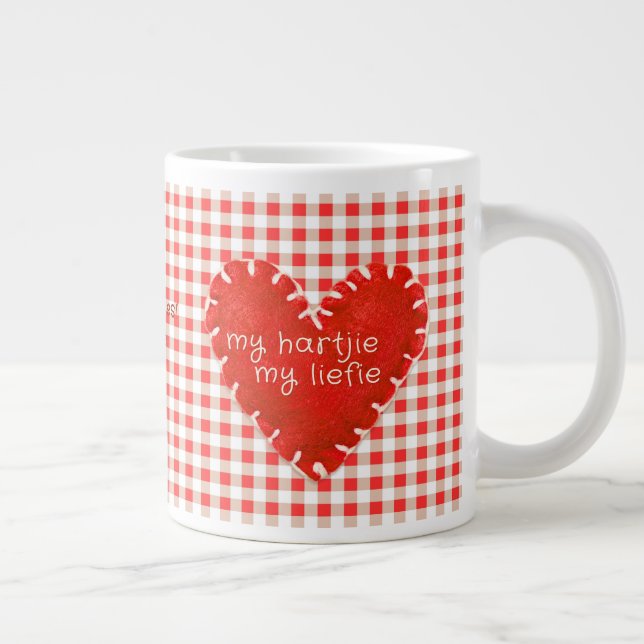Personalised My Hartjie My Liefie Applique Heart Giant Coffee Mug (Right)