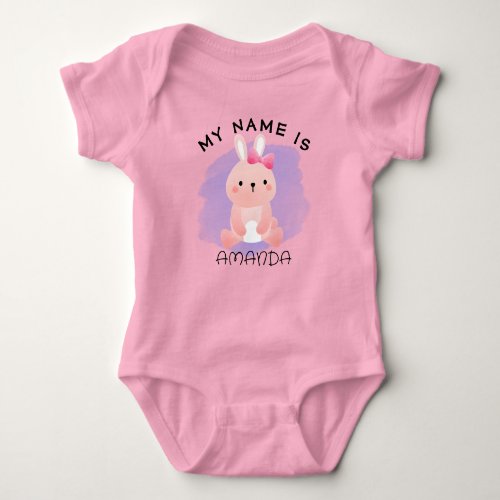 Personalised Name Baby Shower Watercolor Rabbit Baby Bodysuit