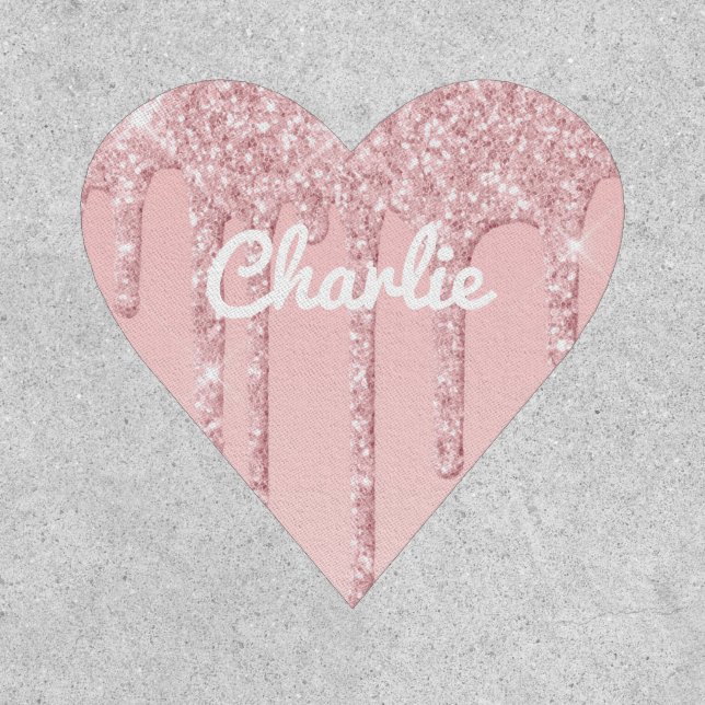 Personalised Name Badge Custom Pink Glitter (Front)