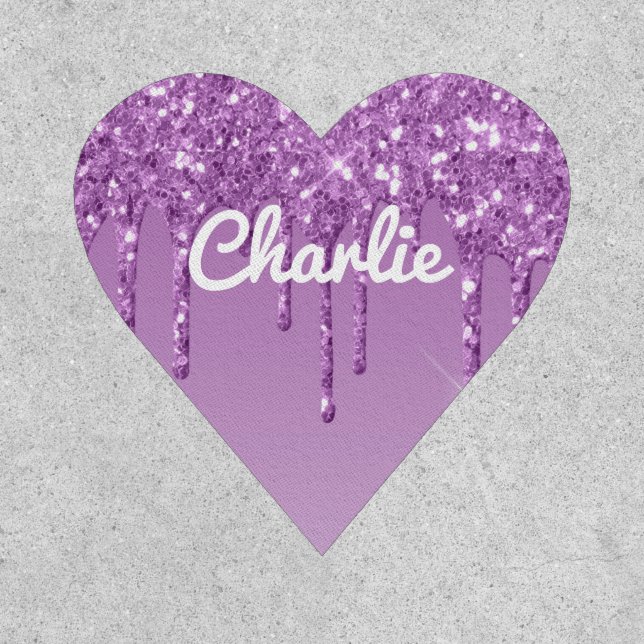 Personalised Name Badge Custom Purple Glitter (Front)