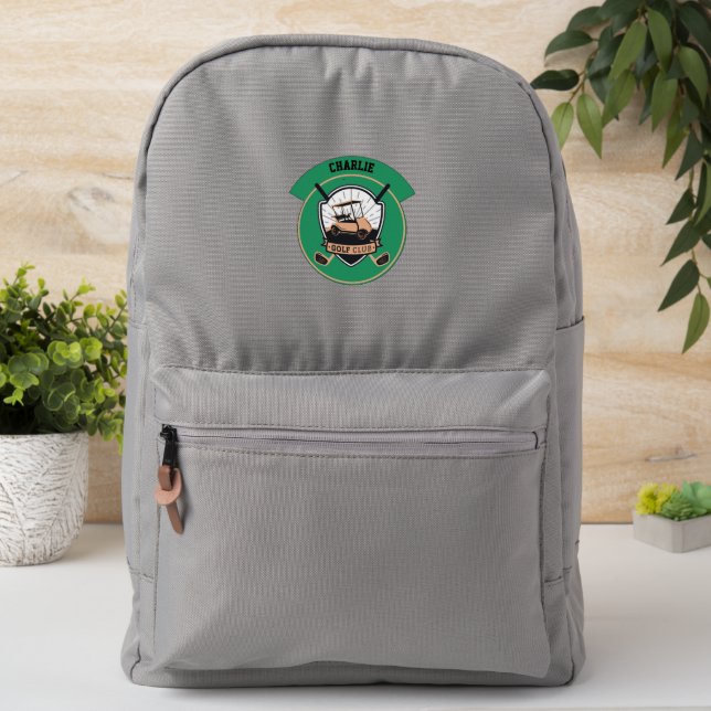 Personalised Name Badge GOLFER GOLF CLUB GOLFING (On Backpack)