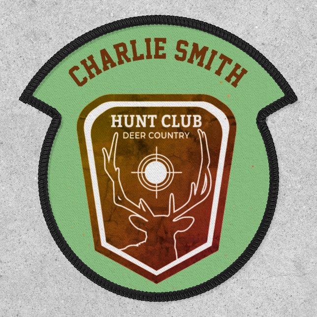 Personalised Name Badge Hunt Club Deer Country (Front)