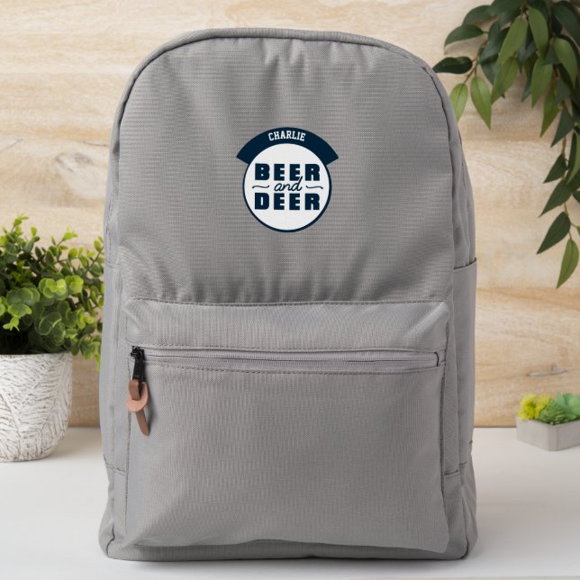 Personalised Name Badge Hunting Beer and Deer (On Backpack)