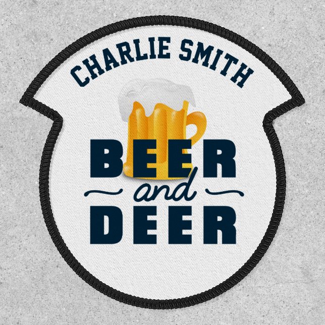 Personalised Name Badge Hunting Beer and Deer (Front)