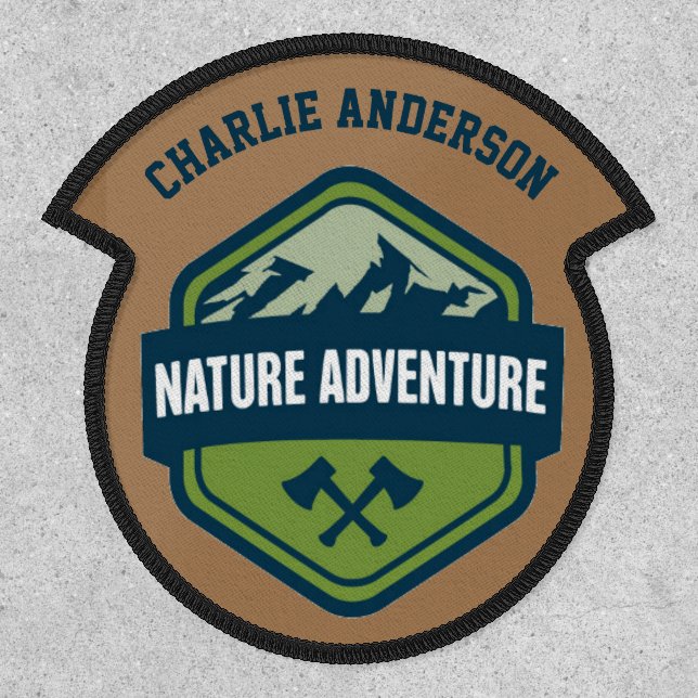 Personalised Name Badge Nature Adventure Mountains (Front)