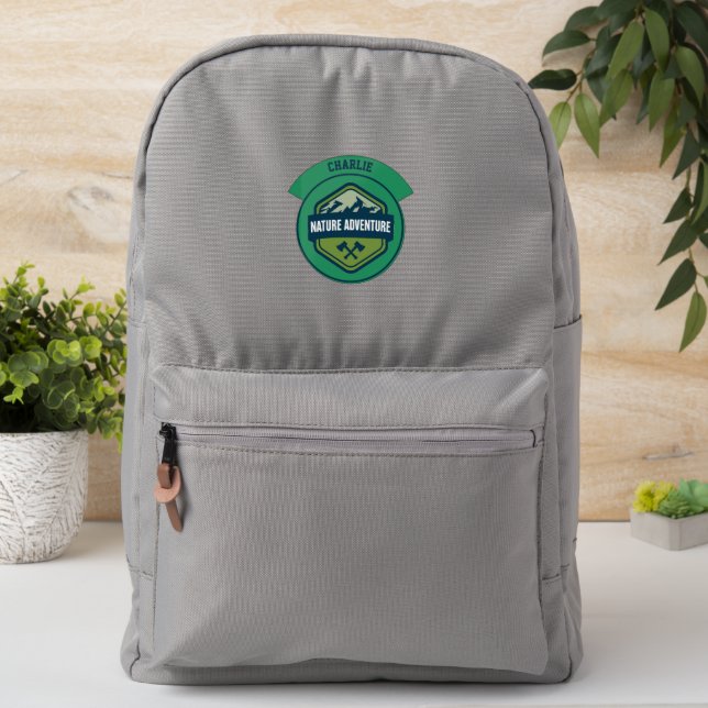 Personalised Name Badge Nature Adventure Mountains (On Backpack)