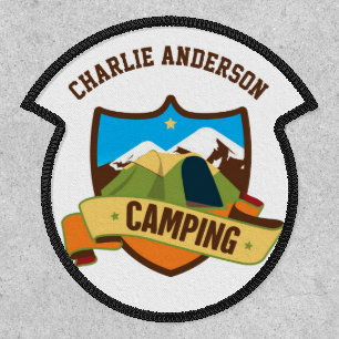 Personalised Name Badge Nature CAMPING Mountains
