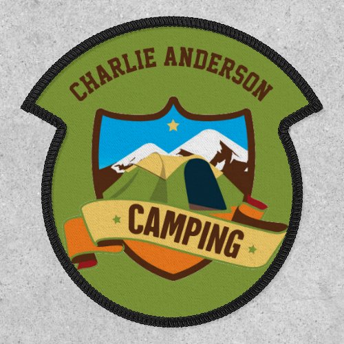 Personalised Name Badge Nature CAMPING Mountains