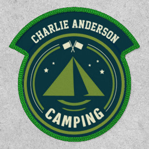 Personalised Name Badge Nature CAMPING Tent Woods