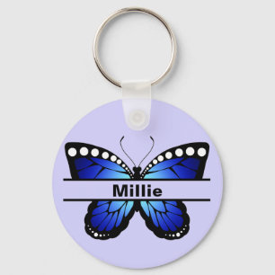 Personalised Name Butterfly Lavendar Keychain