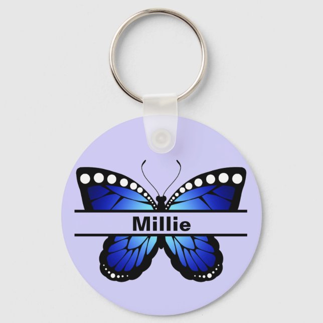 Personalised Name Butterfly Lavendar Keychain  (Front)