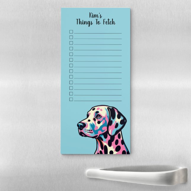 Personalised Name Colorful Dalmatian Pop Art Magnetic Notepad (In Situ)