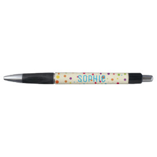 Personalised name colorful spots dotty design pen