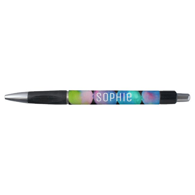 Personalised name cute colorful blue watercolor pen (Front)