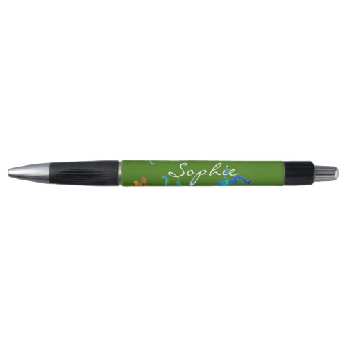 Personalised name cute gecko green eco nature pen