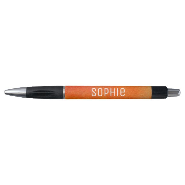 Personalised name cute peach orange watercolor art pen (Front)