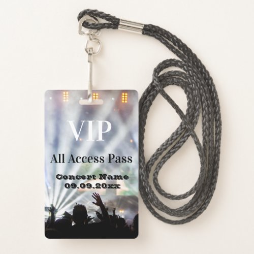 Personalised Name Date VIP Concert Access Pass Badge
