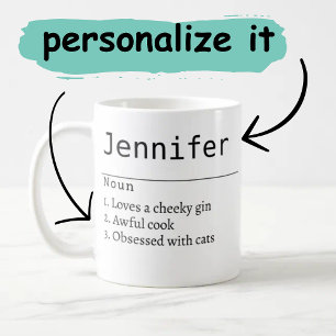 personalised Name Definition Grey Satin Mug Laser