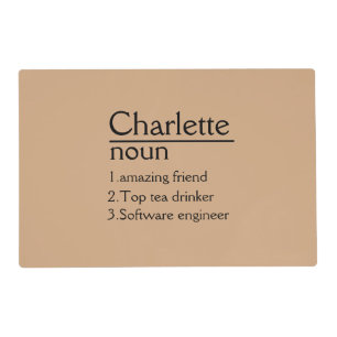 Personalised Name definition Laminated Placemat