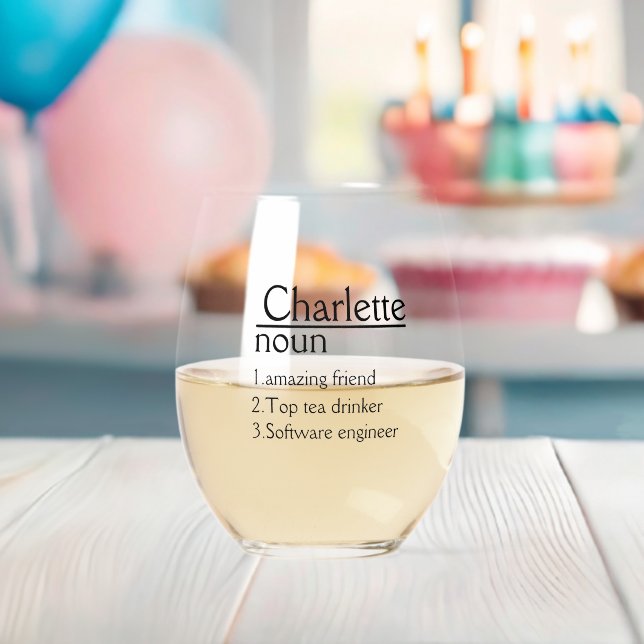 Personalised Name Definition  Stemless Wine Glass (Insitu (Baby Shower))
