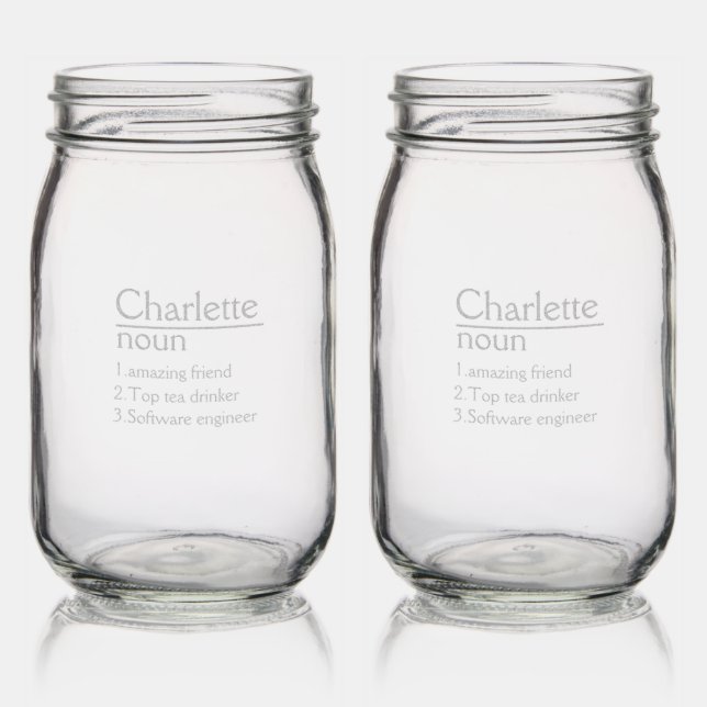 Personalised Name Definition tumbler Mason Jar (Glassware)