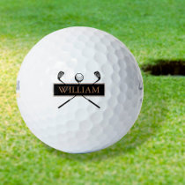 Personalised Name Gold and Black Golf Balls