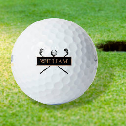 Personalised Name Gold and Black Golf Balls