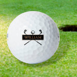 Personalised Name Gold And Black Golf Balls at Zazzle