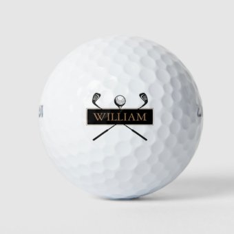 Personalised Name Gold and Black Golf Balls | Zazzle