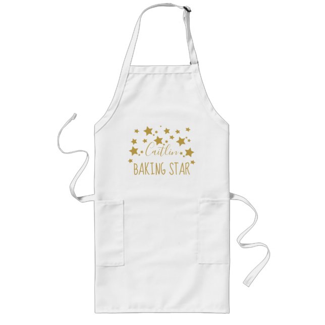 Personalised name Gold Star Baker Apron (Front)