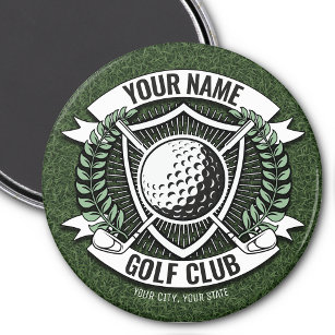 Personalised NAME Golfer Golf Club Turf Clubhouse Magnet