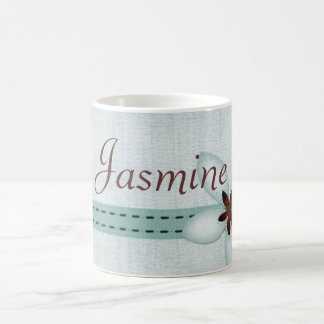 Personalised Name Mug - Blue ribbon and flower