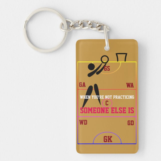 Personalised Name Netball Court And Positions Keychain (Front)