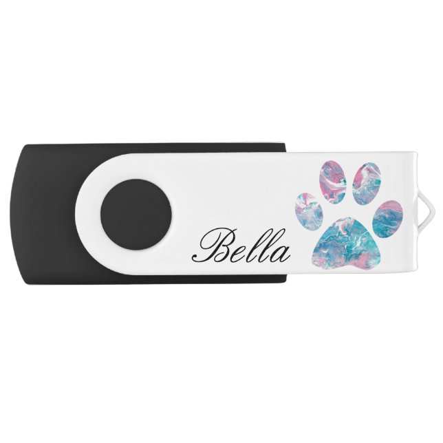 Personalised Name-  Paw Print USB Flash Drive (Front)
