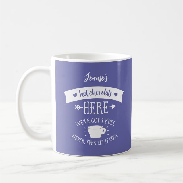 Personalised Name Periwinkle Hot Chocolate Mug (Left)