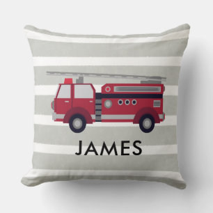 Personalised Name Red Fire truck Cushion