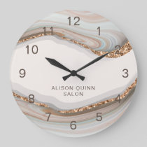 Personalised Name Stone Marble Agate  Large Clock